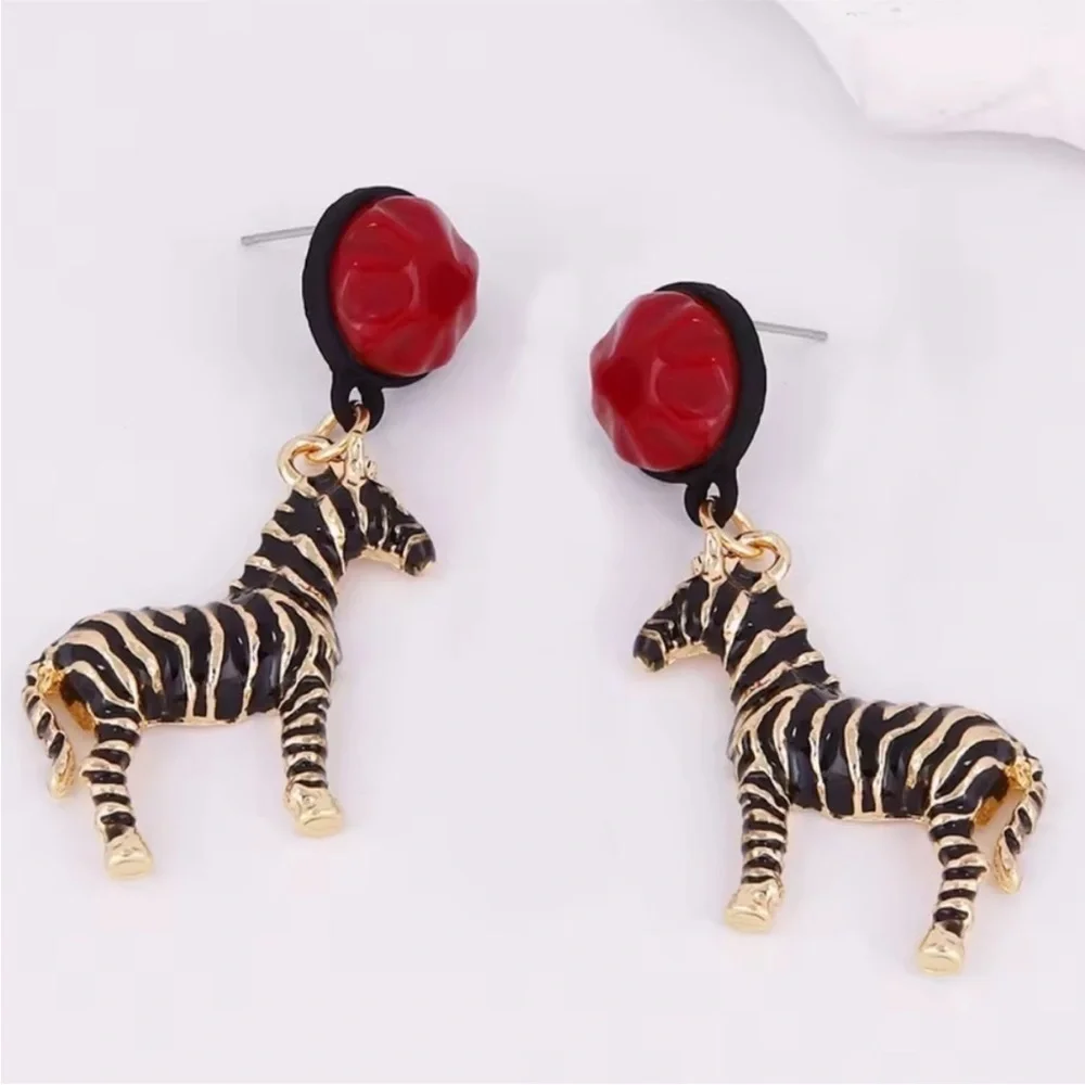Maison Zebra Rouge Sculptural Enamel Safari Earrings